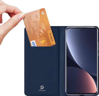 Këllëf telefoni Dux Ducis Skin Pro Series për Xiaomi 13 Pro, portofol, me këmbë mbajtëse, blu e errët
