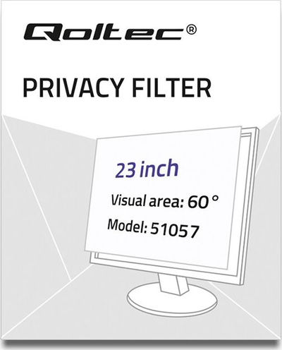 Filtër privatësie për monitor Qoltec GDPR 51057, 23\", 16:9, i zi