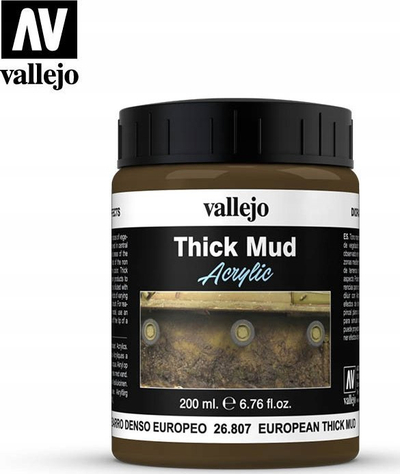 Pasta modelimi Vallejo European Thick Mud Weathering Effects, 200ml, kafe e errët