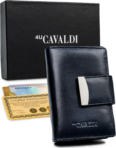 Portofol 4U Cavaldi Rovicky, me kapëse metalike, plot ndarje, blu e errët