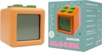 Orë alarmi Marys Orange Cube, kub dekorativ portokalli, si lodër kub për komodinë