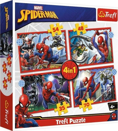 Puzzle 4 në 1 për fëmijë Trefl Spiderman, 4+