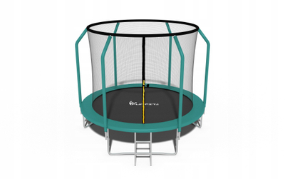 Trampolinë kopshti Funfit 312cm, rrjetë e jashtme mbrojtëse, shkallë, jeshile