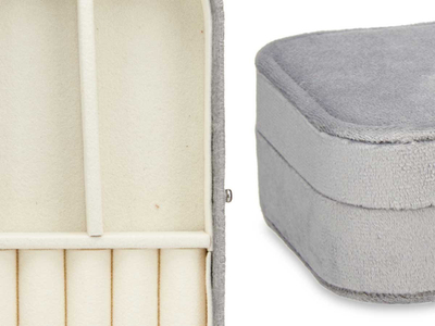 Kuti bizhuterish Giftdecor, drejtkëndore, me kadife gri