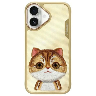 Kapak telefoni Nimmy Big Eyed Pet 2.0 Cat për iPhone 16 6.1", hardcase TPU PC, khaki