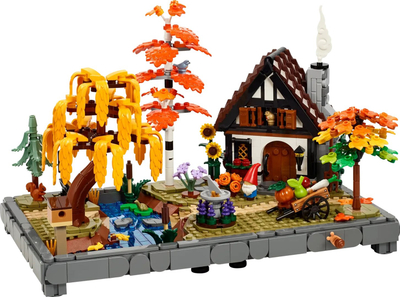 Set ndërtimi LEGO Icons Autumn Cottage Garden 11372, model kopshti, shumëngjyrëshe