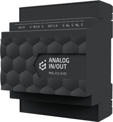 Modul analog Grenton MUL-211-D-01, hyrje dalje 0-10V, DIN TF-Bus 1-Wire, i zi