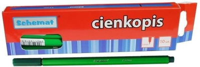 Set stilolapsash fineliner Schemat Penne, 0.4 mm, 10 copë, jeshile e errët