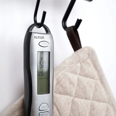 Термометар за кујна NAVA Kitchen Thermometer Skewer Grill Meat Fork, LCD екран, не'рѓосувачки челик, црно и сребрено