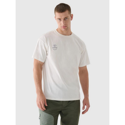 Унисекс блуза 4F 4FRAW24TTSHU2672, oversize, 100% памук, бела
