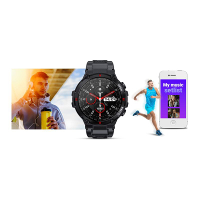 Smartwatch Giewont GW430-1, sportiv, që s’e ha uji, i zi