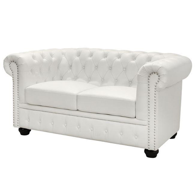 Divan dy ulëse Chesterfield HM3010.02, lëkurë teknike, 155x90x73 cm, i bardhë matt
