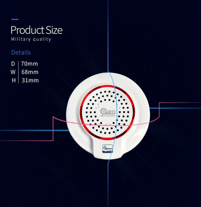 Sirena inteligjente NEO Coolcam Z-Wave Plus, alarm me zë e me dritë, e bardhë