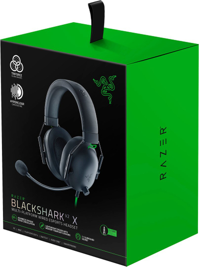 Гејминг слушалки Razer Blackshark V2 X, со кабел, за PlayStation, црни