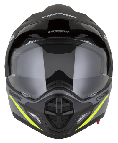 Helmetë moto CASSIDA Tour 2.0 X-tra, vizor i përgatitur për Pinlock, gri e zezë me yellow fluo matt