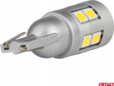 Llambë LED CANBUS AMIO T10 W5W 12 SMD 3030, 12V 24V, e bardhë e ftohtë
