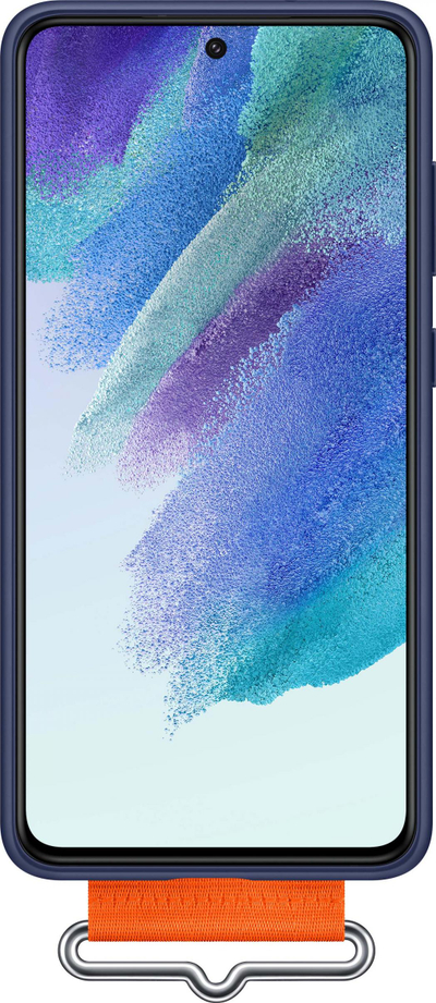 Силиконска футрола Samsung Galaxy S21 FE, со ремен, темно сина
