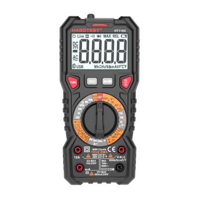 Multimetër dixhital Habotest HT118C, True RMS, NCV, me elektrik dore, i zi