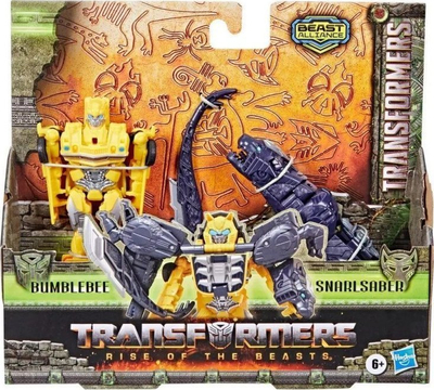 Lodër figurë Hasbro Transformers Rise of the Beasts Bumblebee & Snarlsaber, set 2 pjesësh, transformuese, shumëngjyrëshe