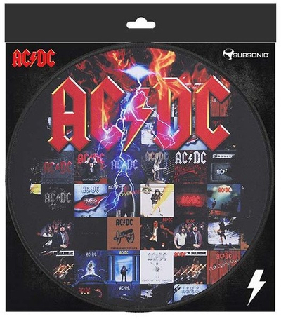 Подлога за глушец гејминг SUPERDRIVE AC/DC, 30 x 30 cm, 3 mm, црна
