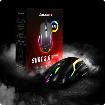 Maus Huaro Shot 3.0, 10000 DPI, 9 butona, RGB, USB, i zi