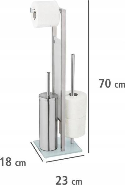 Set tualeti WENKO Rivalta, çelik inox dhe xham, me mbajtëse letre higjienike dhe rezervë, inox