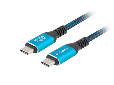Кабел USB Lanberg CA-CMCM-44CU-0005-BK, USB 4.0, 0.5m, 240W, 8K 60Hz, црн