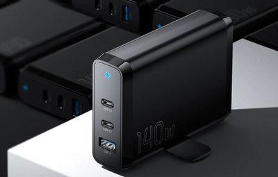 Karikues mure Essager GaN 140W, 2x USB‑C, USB‑A, i zi