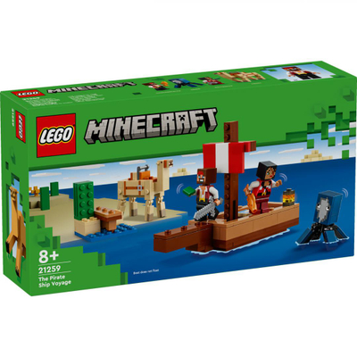 Lodër ndërtime LEGO Minecraft 21259 Pirate Ship Voyage, set piratësh, 8 vjeç, shumëngjyrëshe