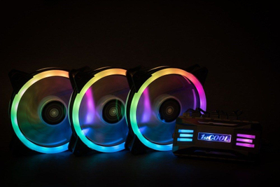 Set me ventilatorë për kasë 1stCOOL AURA EVO 2, 3x 120mm, ARGB me kontroll, shumëngjyrësh