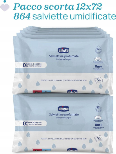 Shami të lagura Chicco Scented Wipes, 72 copë, me erë të mirë