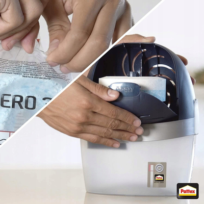 Dehumidifikues Pattex PA360 Aero360, për hapësira deri 50m³, kompakt, i bardhë e blu