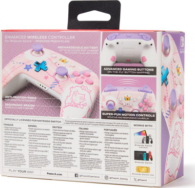 Kontroller PowerA  Enhanced Princess Peach Plaid, wireless, shumëngjyrësh