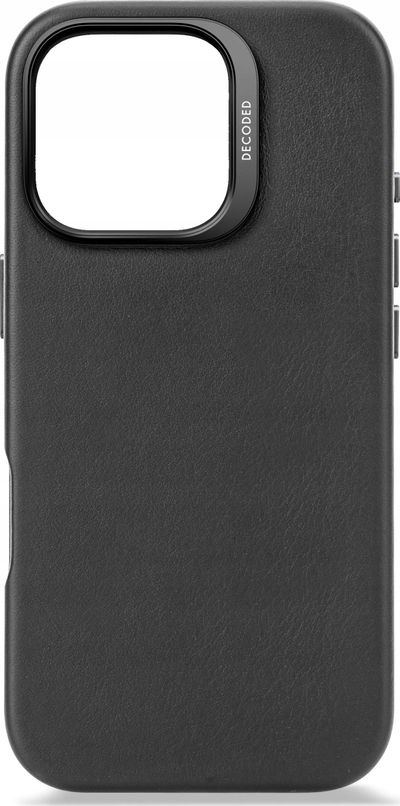Mbrojtëse telefoni Decoded Leather Back Cover për iPhone 16 Pro, MagSafe, e zezë
