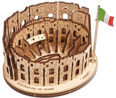 Model druri UGEARS Roman Colosseum, vetë-montim, miniaturë dekorative, ngjyrë druri natyrale