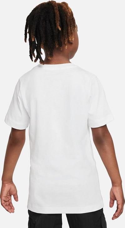Bluzë sportive për kalamaj Nike Sportswear, logo me flakë, madhësia M 137-147 cm, e bardhë