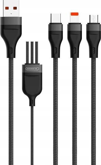 Kabllo karikimi Somostel SMS-BW13 3n1, 1.2m, 2.1A 10W, e zezë