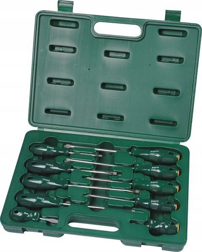 Set kaçavidash SATA S09304E, 10 pjesë, këllëf transporti, jeshile