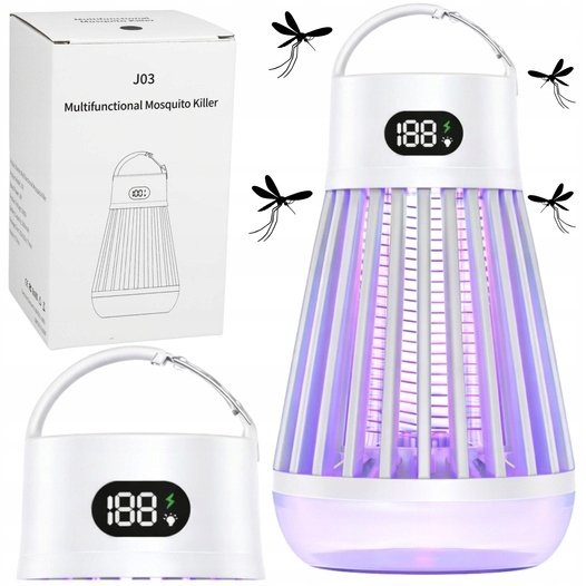 Lampë kundër insekteve J03, UV, bateri 2000 mAh, e bardhë