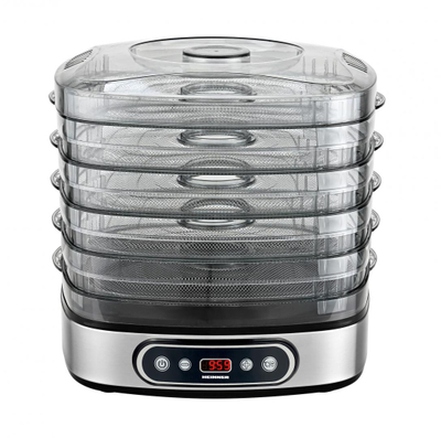 Tharëse për fruta dhe perime Heinner FreshDehydrate HFD-K380SSBK, 320-380W, çelik inox, argjend transparente