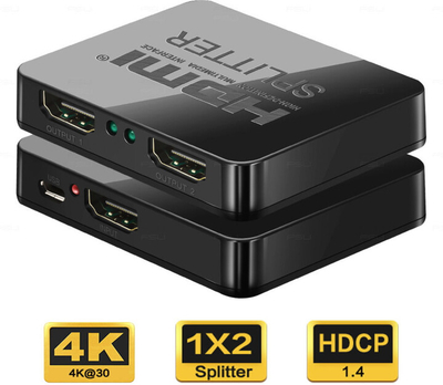 Ndarës sinjali PremiumCord HDMI splitter 1-2 porte, USB, 4K, FULL HD, 3D