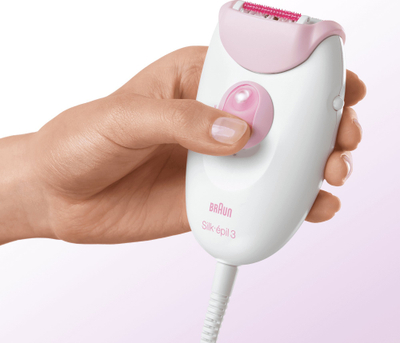 Depilator Braun Silk épil 3 3170, me kabllo, 2 shpejtësi, i bardhë lejla