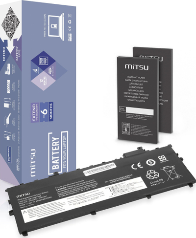 Bateri laptopi Mitsu për Lenovo ThinkPad X1 Carbon Gen5 Gen6, 4800mAh 55Wh, 11.55V, e zezë