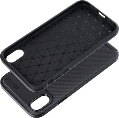 Mbrojtëse telefoni Carbon Premium për iPhone XR, TPU, kundër rrëshqitjes, e zezë