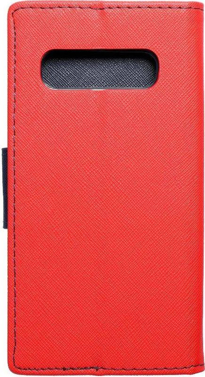 Mbulesë telefoni Fancy Book për Samsung A20s, me portofol, me qëndrim, e kuqe me navy blue