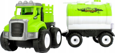 Kamion lodër Qin Yu Toys Farmer Truck, me rimorkio cisternë, për kalamaj 3+, jeshil