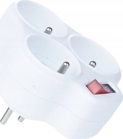 Ndarës elektrik me tokëzim Thief Grounding Switch, 3 dalje, 16A 3680W, IP20, i bardhë
