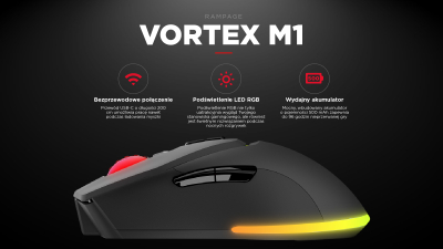 Maus gaming Rampage Vortex M1, wireless, 4800 DPI, i zi