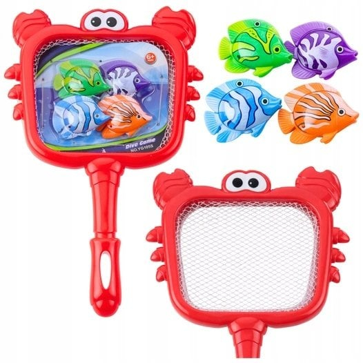 Set lojë uji Fishing Set Crab Strainer, 4 pjesë, peshq shumëngjyrësh, i kuq