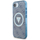 Футрола за телефон Guess IML Metal Glitter 4G Circle Triangle за iPhone 16E, со MagSafe, сина